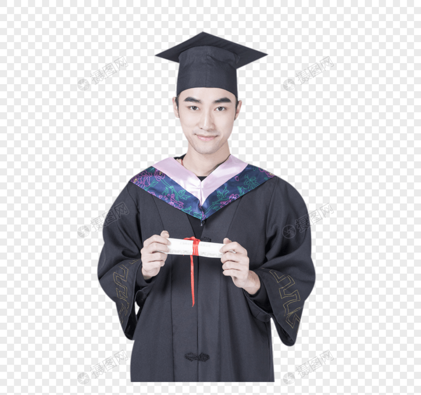 拿着毕业证书的毕业大学生图片