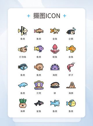 游戏矢量ui设计icon图标可爱卡通海洋生物模板