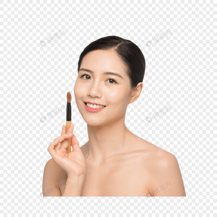 美女使用化妆刷图片