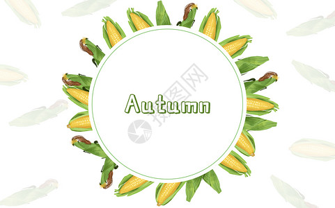 季节边框手绘风玉米背景插画