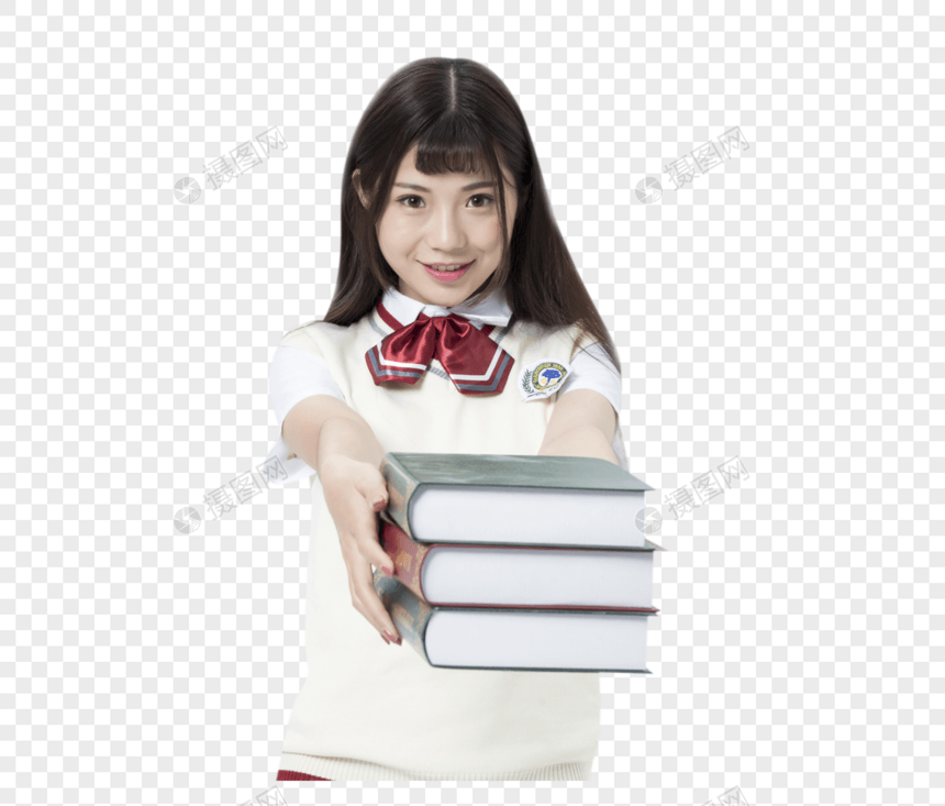 拿着书本的女学生图片