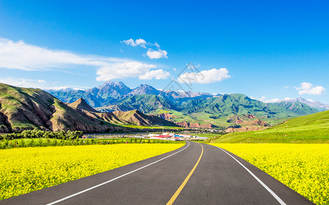 山脉美景乡村公路背景设计图片