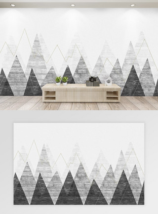 铝块现代简约手绘几何背景墙模板