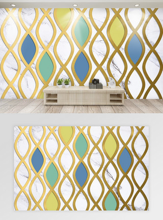 曼陀罗几何花纹现代简约背景墙设计模板