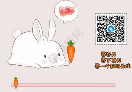萌萌哒小兔子二维码引导关注GIF动图图片