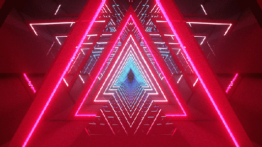 金字塔背景霓虹灯光三维通道穿梭循环动态背景动画GIF高清图片