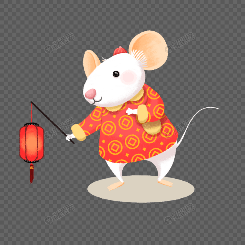 新年提灯笼的老鼠图片