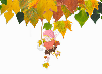 秋季落叶攀岩卡通高清图片