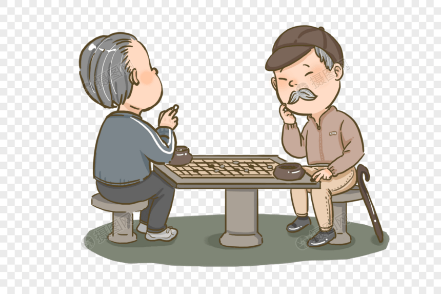 老人公园下棋图片