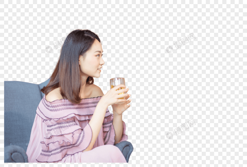 女孩喝茶图片