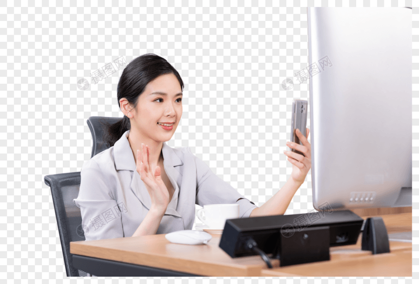 职场女性使用手机图片