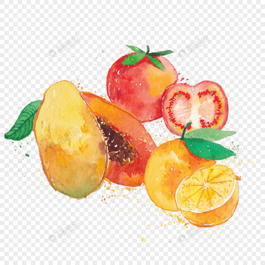 手绘水彩丰收的水果图片