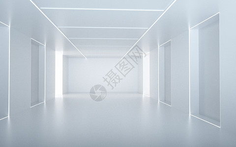 白色发光发光线条空间设计图片