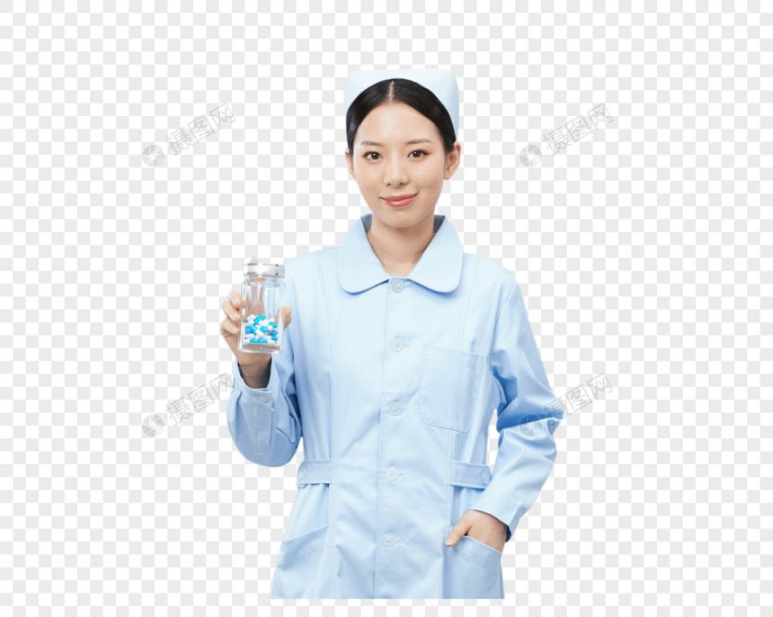 女护士手拿药瓶展示图片