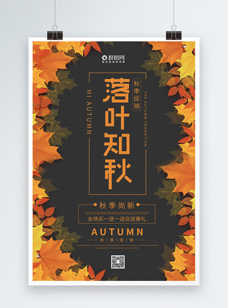 新品上架落叶知秋秋季促销宣传海报模板