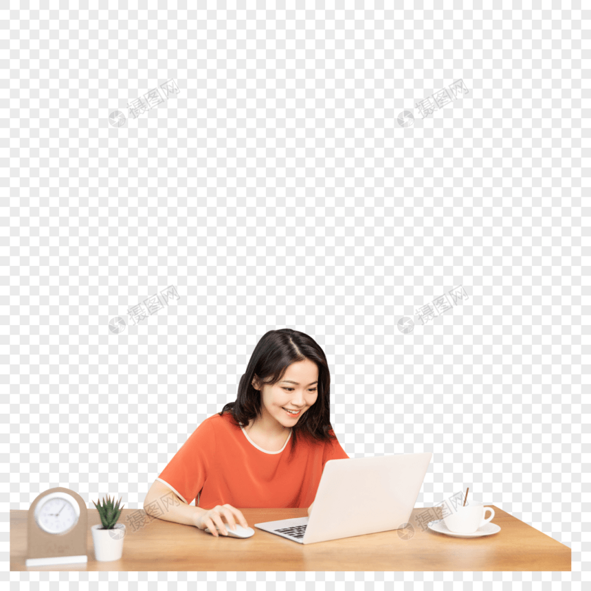 青年女性看电脑图片
