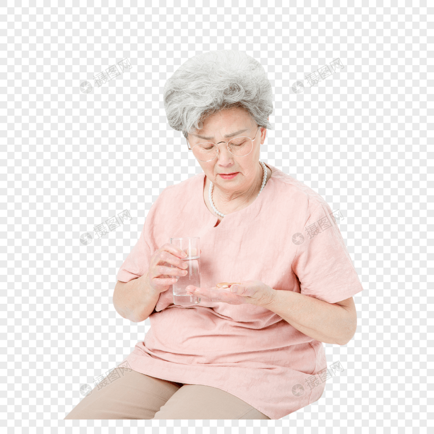 老人吃药图片