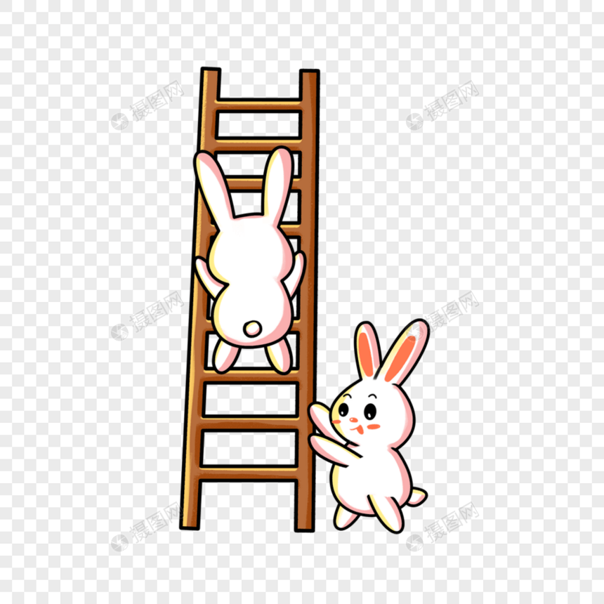 爬梯子的玉兔图片
