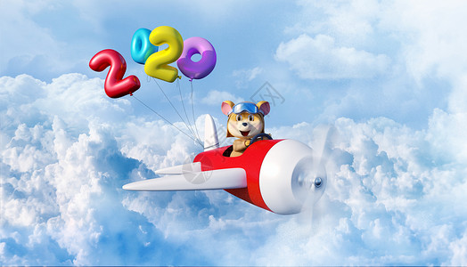春节鼠开飞机的老鼠设计图片