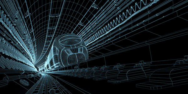 隧道交通酷炫高铁动车隧道场景设计图片