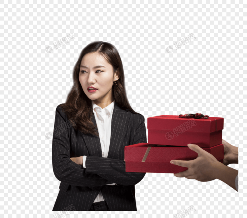 拒绝他人礼物的职业女性图片