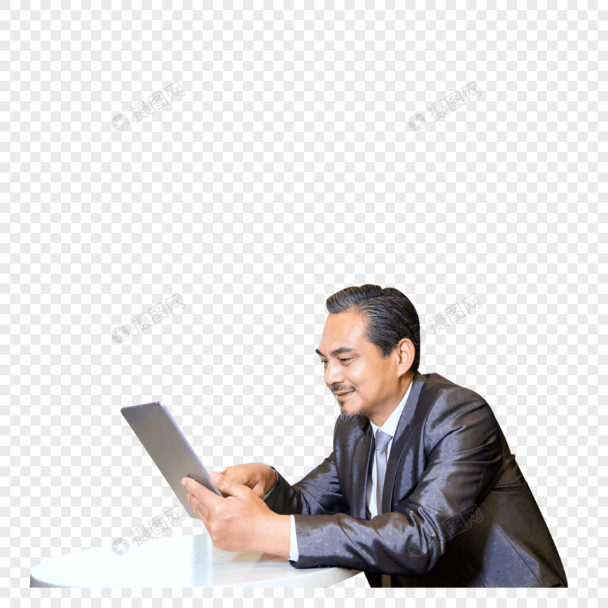 商务男士看平板电脑图片