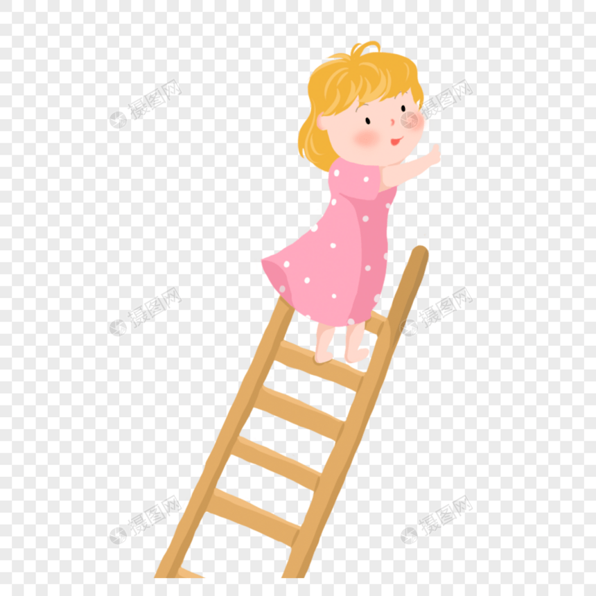 爬梯子的女孩图片