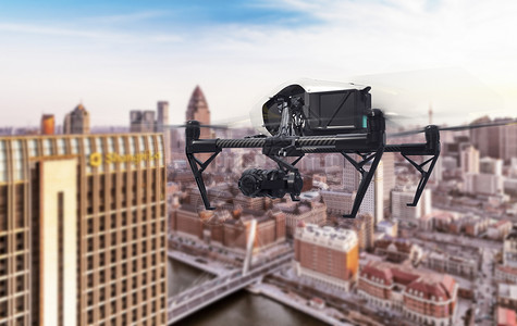 智能无人机海报无人机航拍城市设计图片