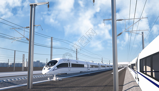 科技铁路疾驰的高铁场景设计图片