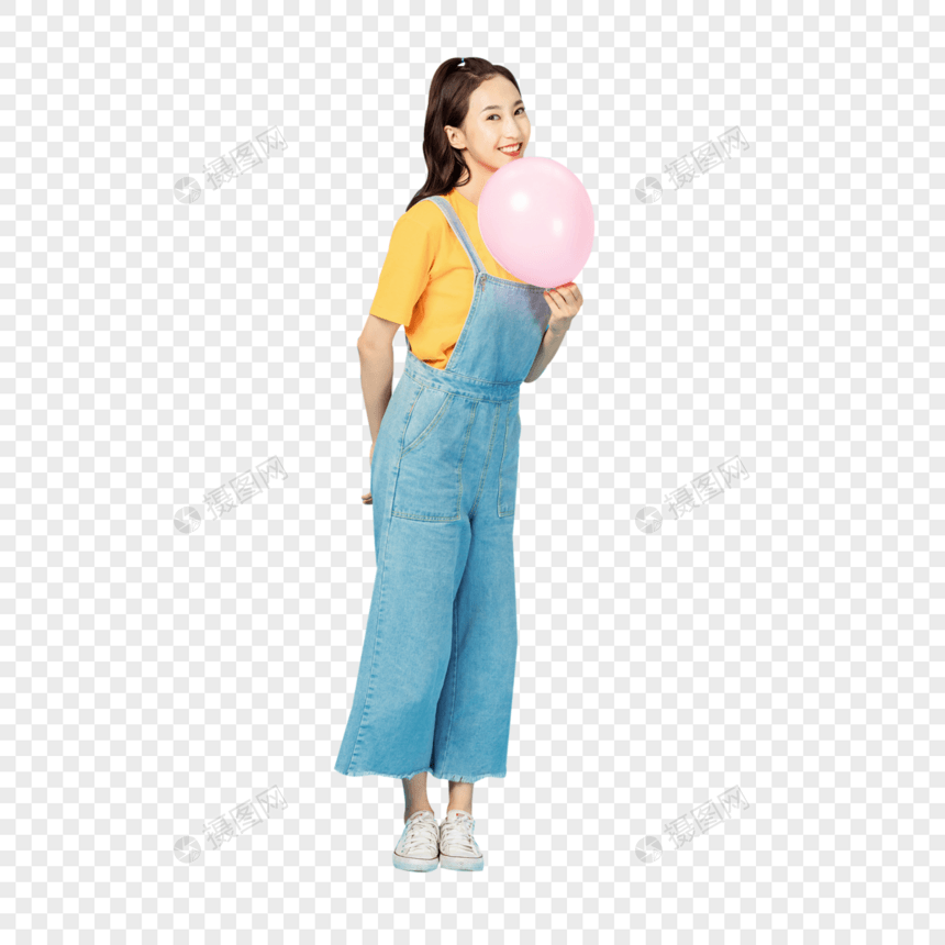 活力时尚女性手持气球图片