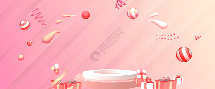 线条礼物盒唯美粉色背景设计图片