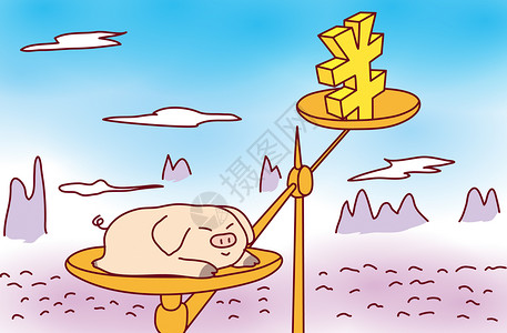 市场猪肉猪肉贵插画