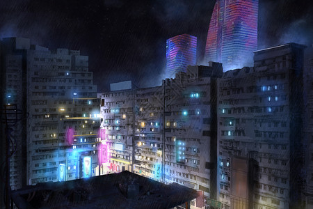 赛博朋克霓虹都市背景图片