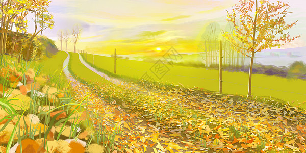 秋分秋天的小路高清图片