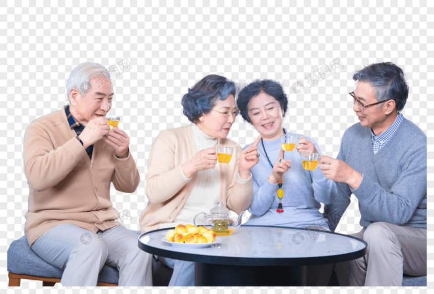 中老年人家庭聚会图片