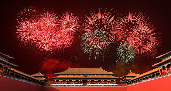 红色城门国庆节背景设计图片