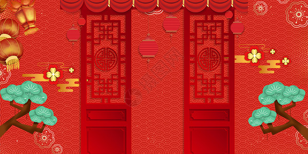 红色中国灯笼红色喜庆中国背景设计图片