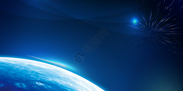 蓝色地球光效科技商务背景设计图片
