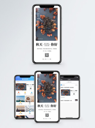 四季更替秋天你好手机海报设计模板