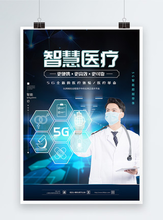 远程医学5G智慧医疗科技海报模板