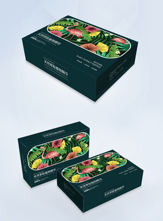 烈火鸟绿色植物精华护肤品礼盒包装设计模板