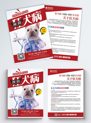 预防海报预防狂犬病宣传单模板