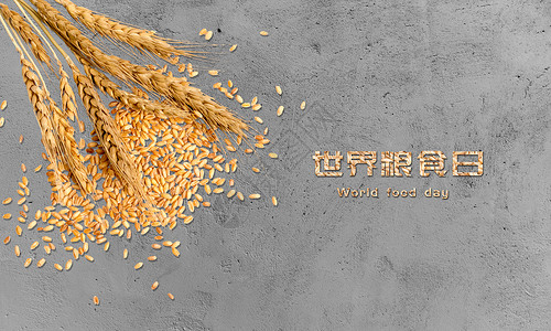 稻谷小麦与黄牛世界粮食日设计图片