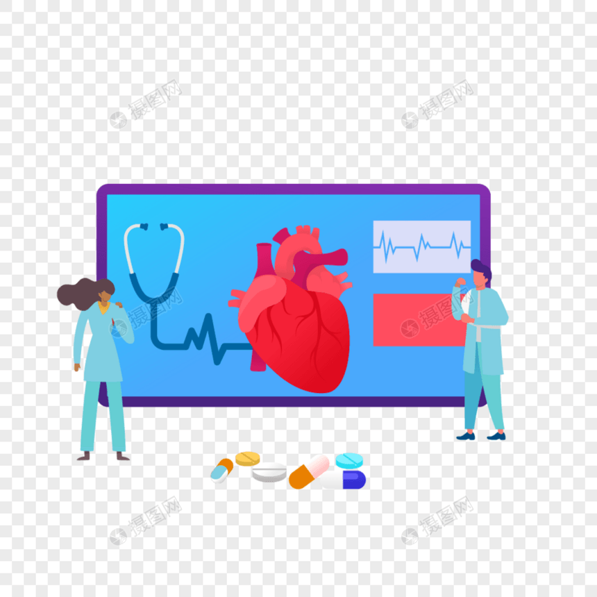 世界心脏日矢量心脏科医护人员图片