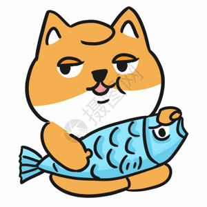 猫抱着鱼单身狗摸鱼独表情包GIF高清图片