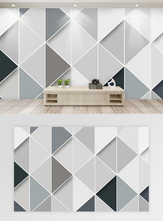 多边形几何现代简约立体几何沙发电视背景墙模板