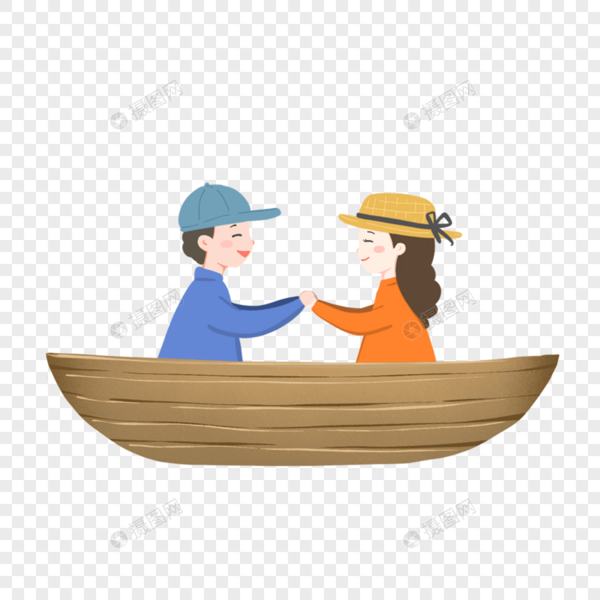 秋天坐在船上约会的情侣图片