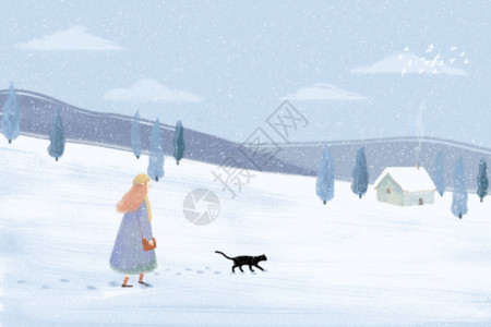 雪背景图冬天小女孩雪地gif动图高清图片