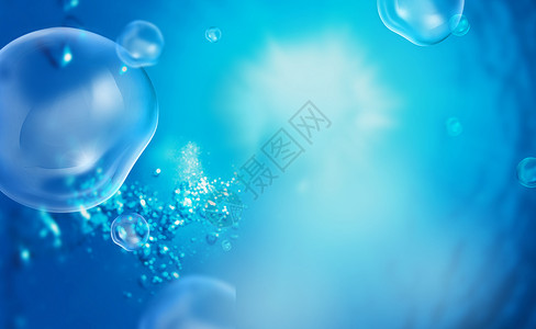 梦幻浪漫泡泡蓝色气泡背景设计图片