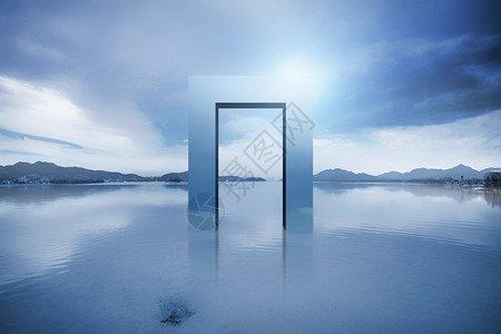 湖面的鹅创意商务背景设计图片